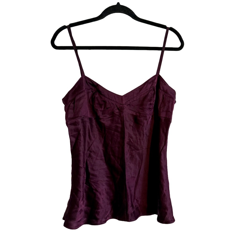 Silk Camisole Top Burgundy Plum Medium Y2K Satin Tank